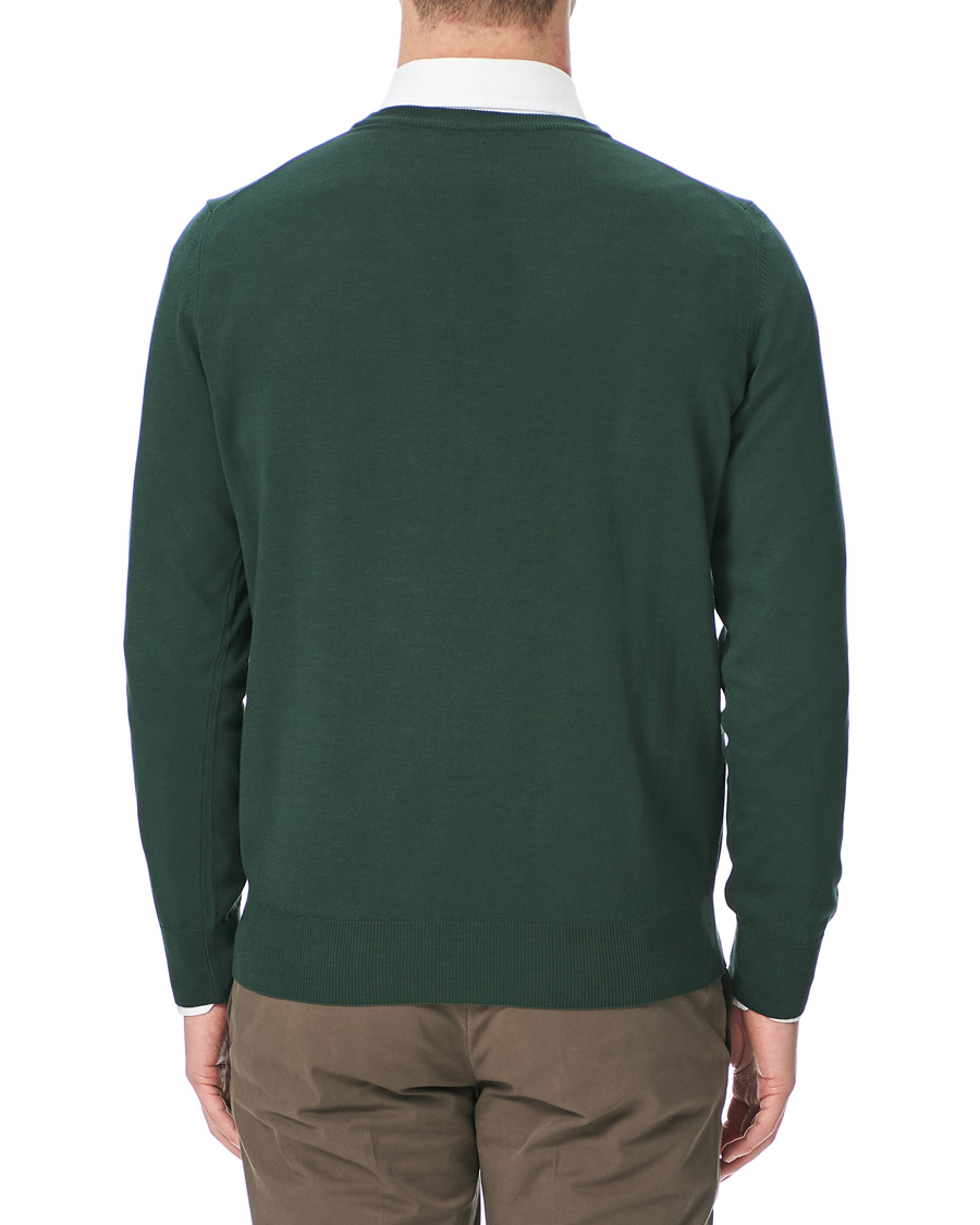 Herren | Pullover | Canali | Cotton Crew Neck Bottle Green
