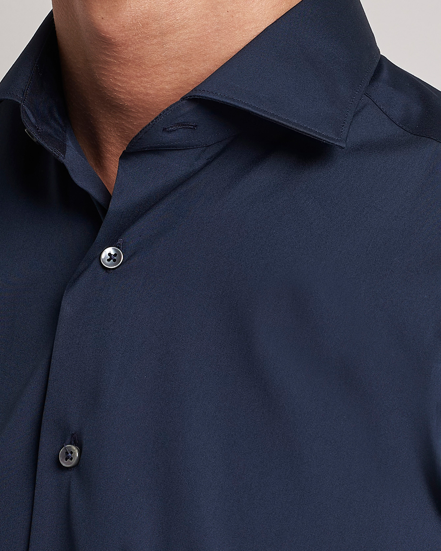Herren | Hemden | Canali | Slim Fit Cotton/Stretch Shirt Navy