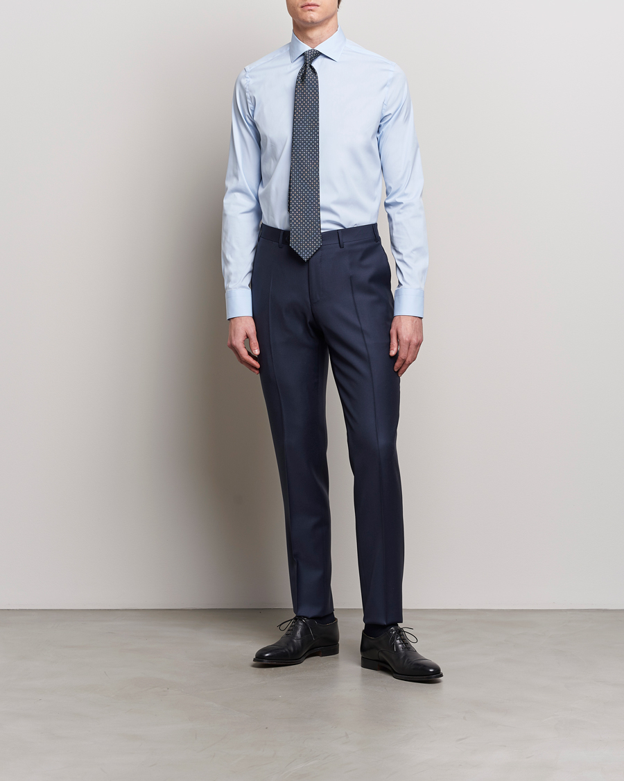 Herren | Canali | Canali | Slim Fit Cotton/Stretch Shirt Light Blue