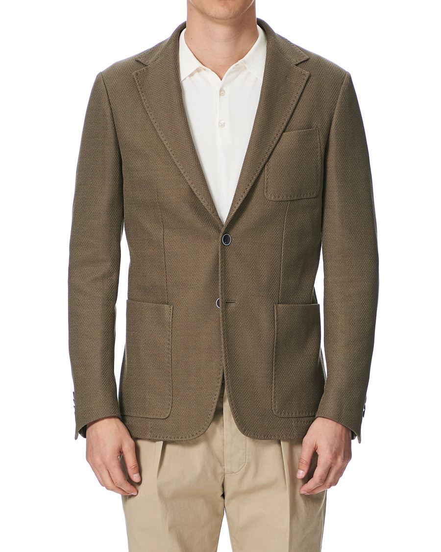 Herren | Sakkos | Canali | Textured Cotton Jersey Blazer Olive