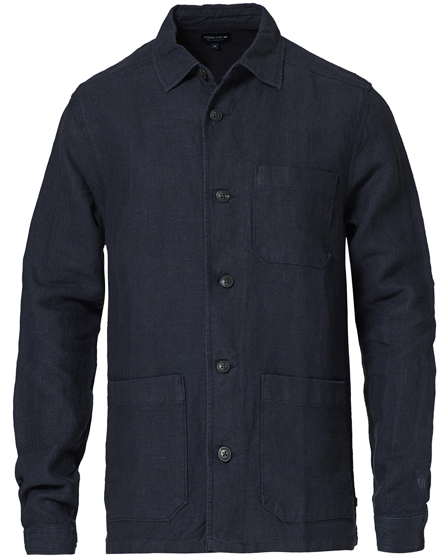 Herren | Hemden | Lexington | Robert Linen Overshirt Dark Blue