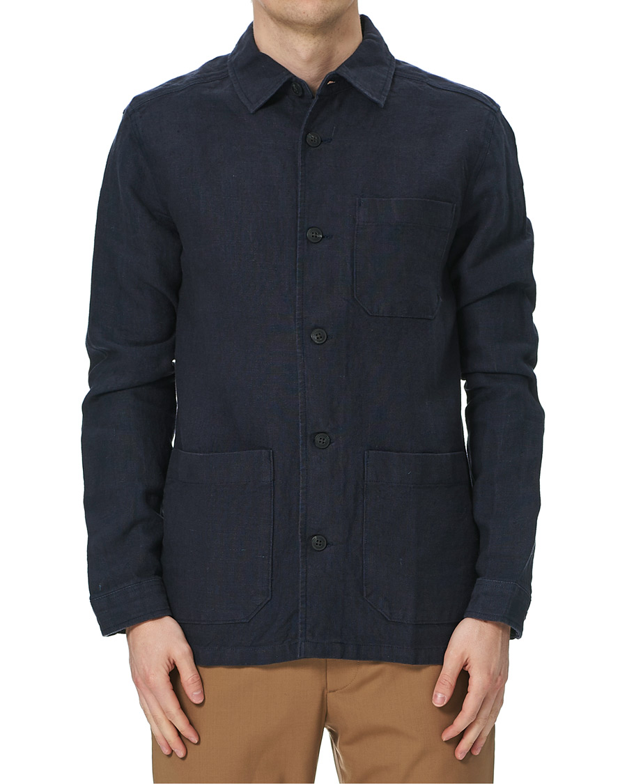 Herren | Hemden | Lexington | Robert Linen Overshirt Dark Blue