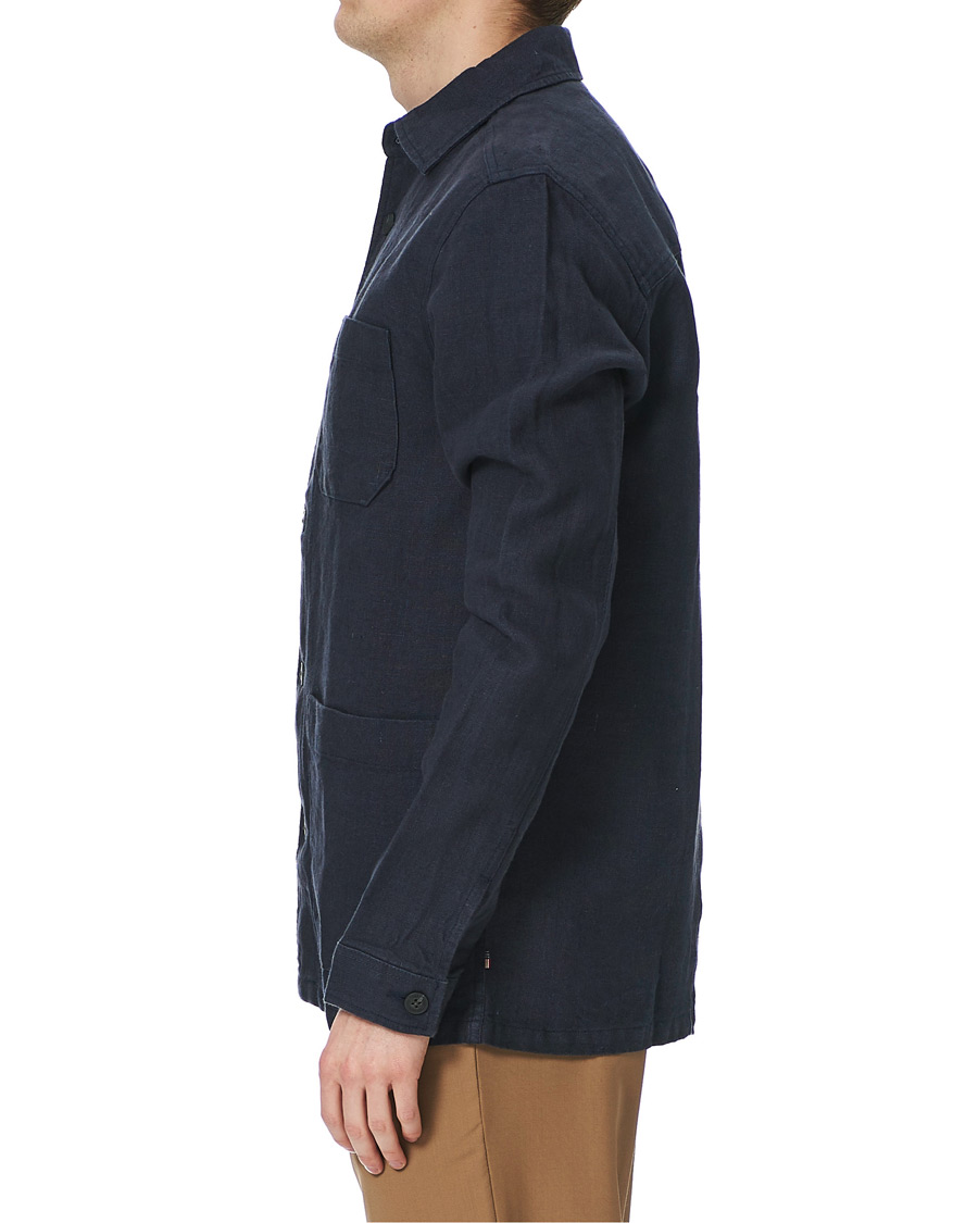 Herren | Hemden | Lexington | Robert Linen Overshirt Dark Blue