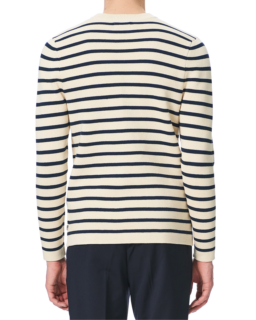 Herren | Pullover | Lexington | Martin Full Milano Striped Sweater White/Blue