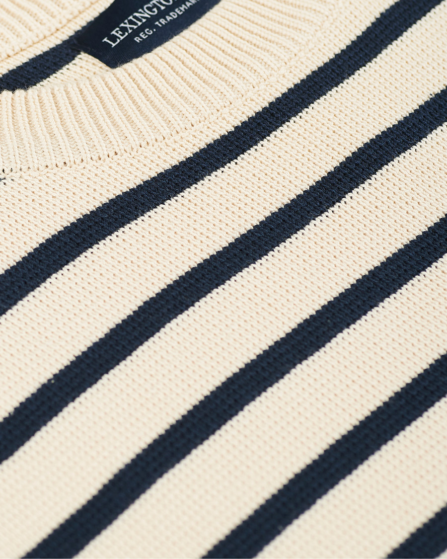 Herren | Pullover | Lexington | Martin Full Milano Striped Sweater White/Blue