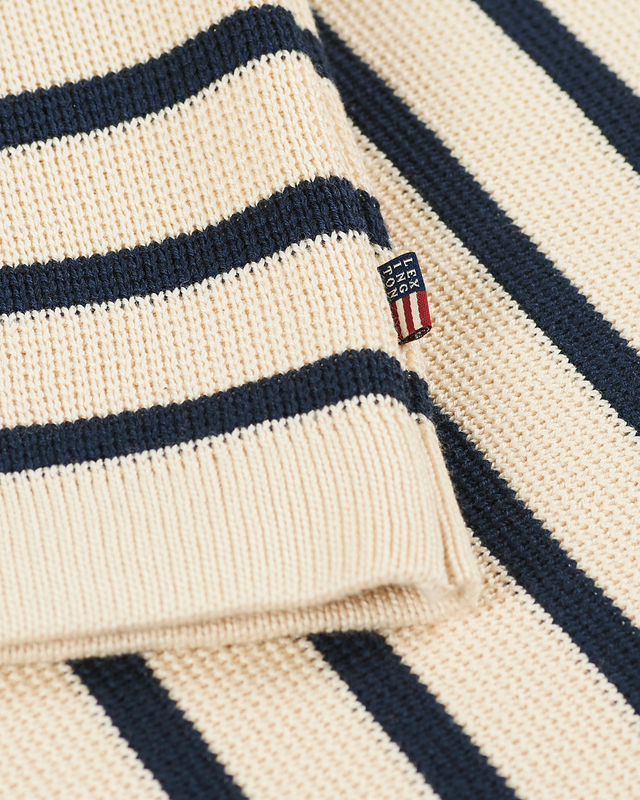 Herren | Pullover | Lexington | Martin Full Milano Striped Sweater White/Blue