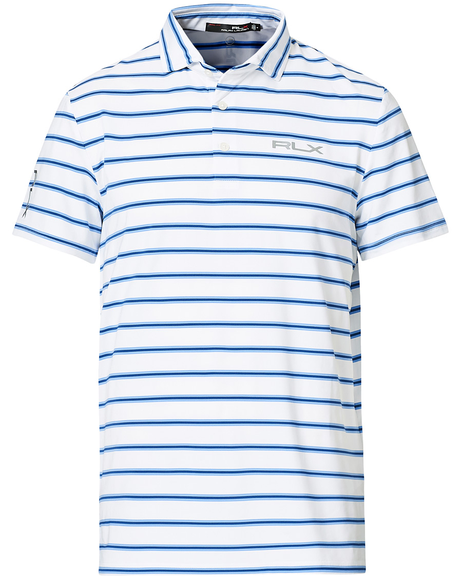 Herren | Poloshirts | RLX Ralph Lauren | Airflow Stripe Polo Pure White/Blue