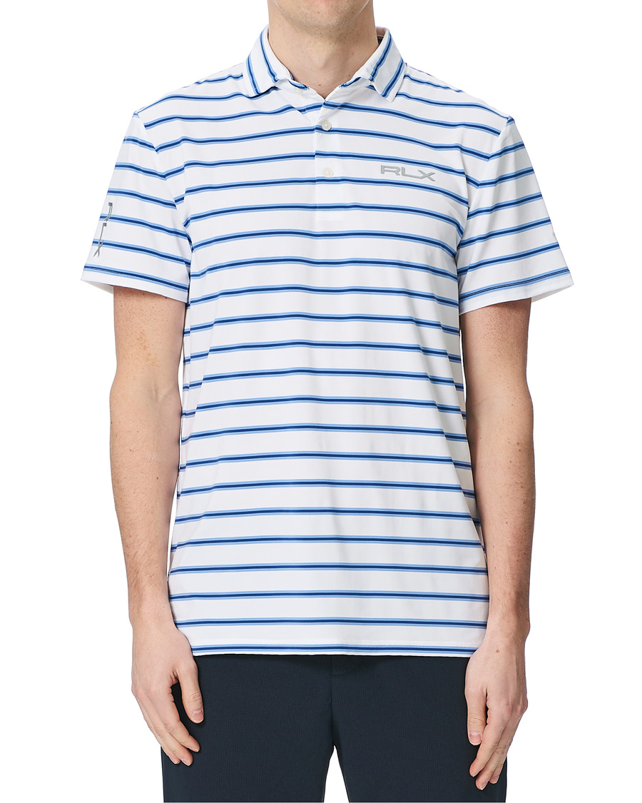 Herren | Poloshirts | RLX Ralph Lauren | Airflow Stripe Polo Pure White/Blue