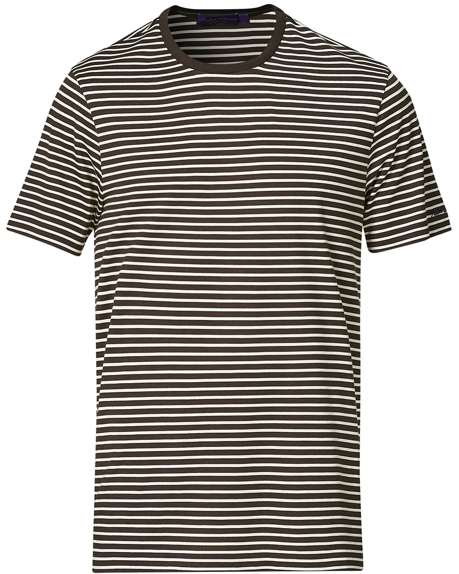Herren | T-Shirts | Ralph Lauren Purple Label | Striped Silk Blend Tee Brown/Cream