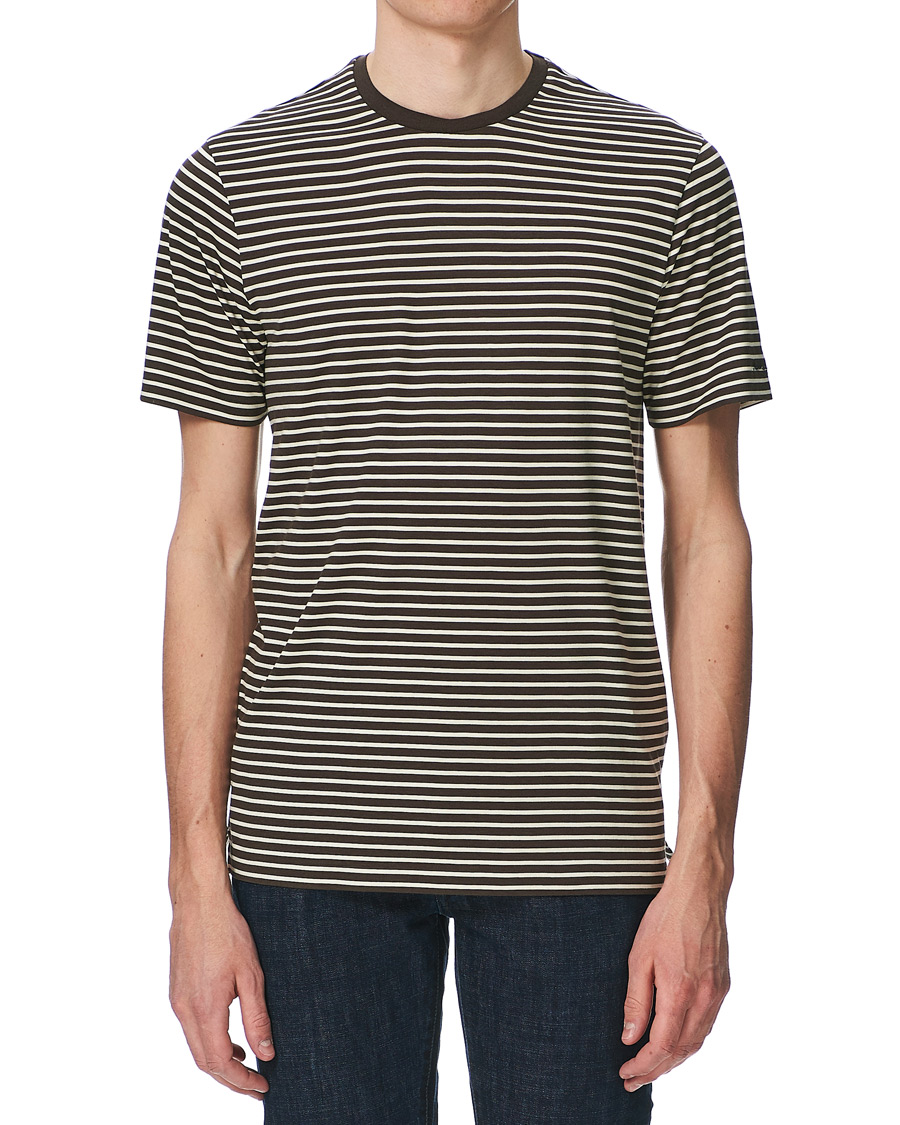 Herren | T-Shirts | Ralph Lauren Purple Label | Striped Silk Blend Tee Brown/Cream
