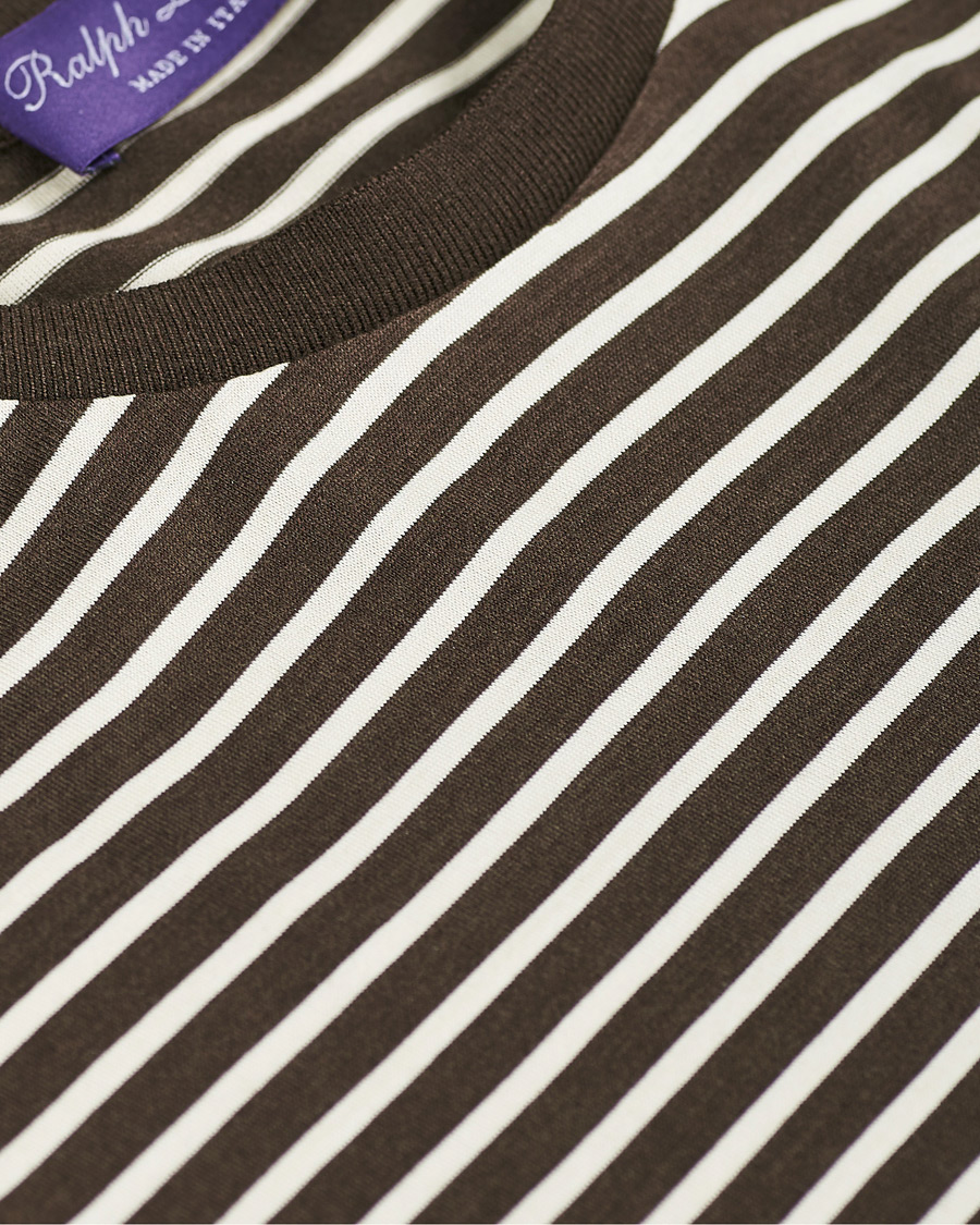 Herren | T-Shirts | Ralph Lauren Purple Label | Striped Silk Blend Tee Brown/Cream