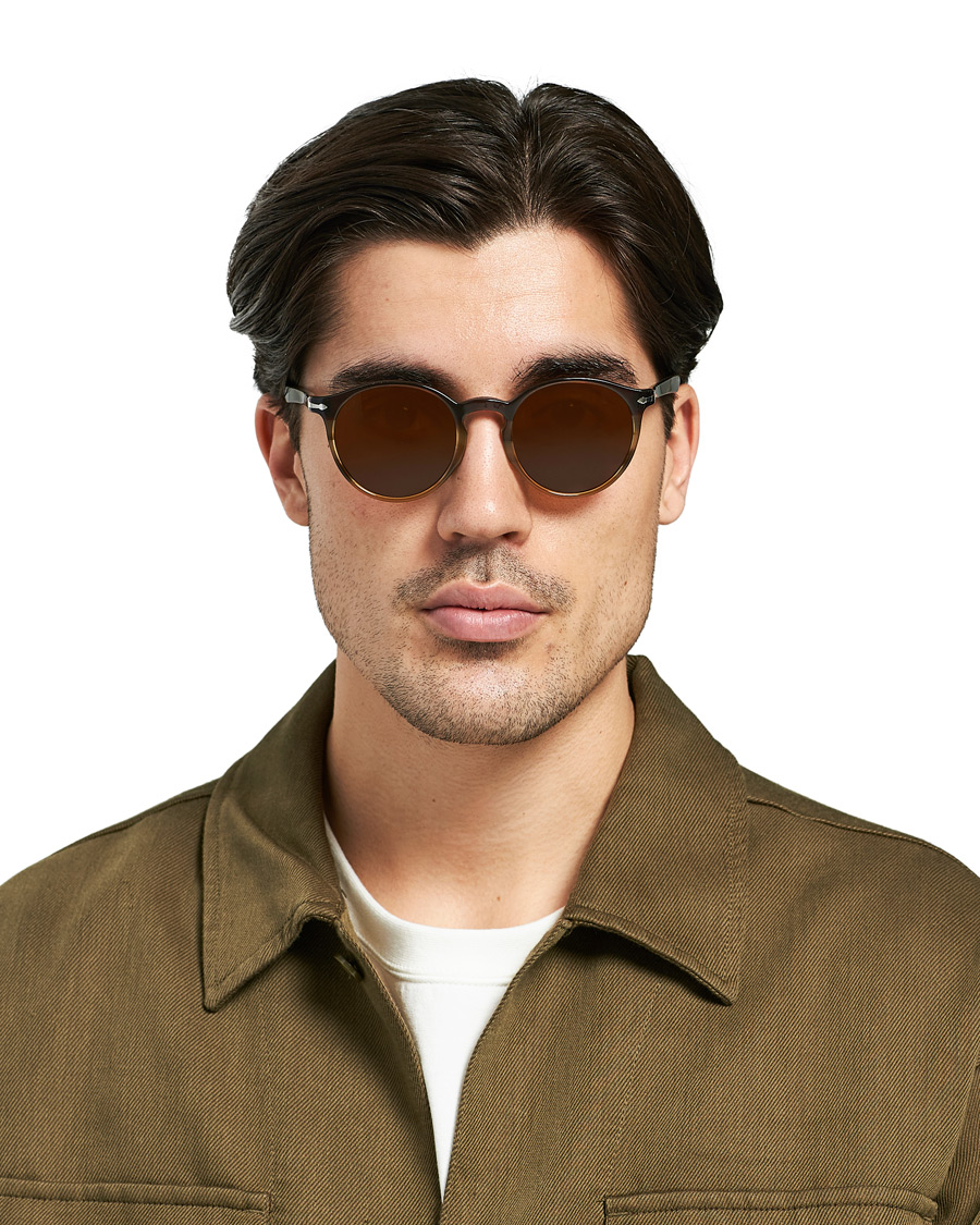 Herren | Persol PO3171S Sunglasses Striped Brown | Persol | PO3171S Sunglasses Striped Brown