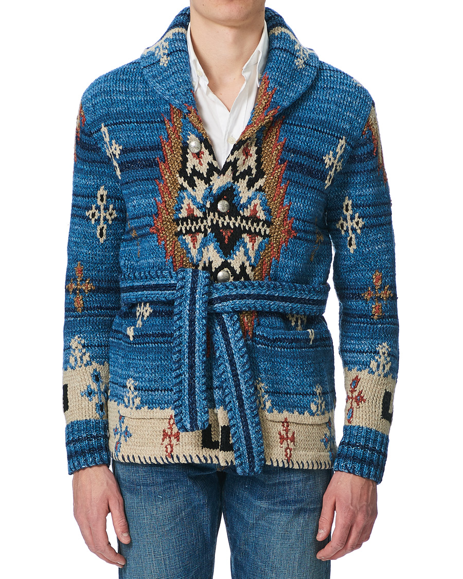 Herren | Pullover | RRL | Ranch Belted Shawl Cardigan Indigo/Cream