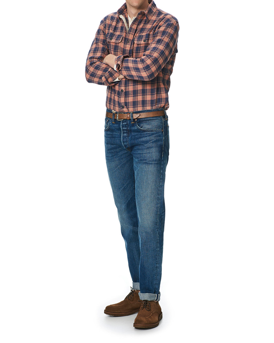 Herren | Hemden | RRL | Cotton/Linen Matlock Workshirt Coral/Blue