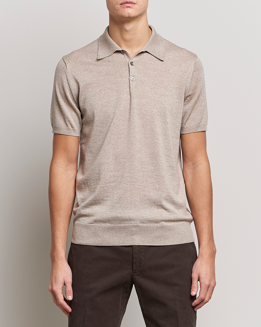 Herren | Poloshirts | Morris Heritage | Short Sleeve Knitted Polo Shirt Khaki