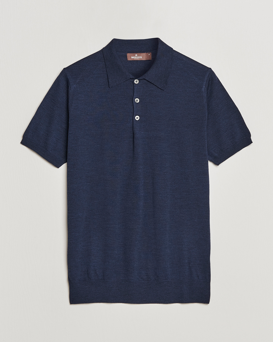 Herren | Poloshirts | Morris Heritage | Short Sleeve Knitted Polo Shirt Navy