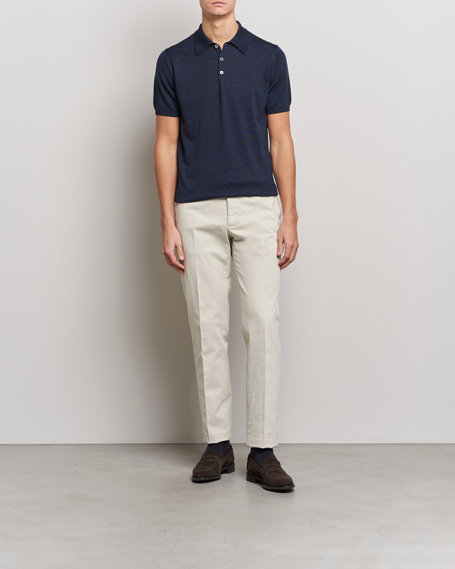 Herren | Poloshirts | Morris Heritage | Short Sleeve Knitted Polo Shirt Navy