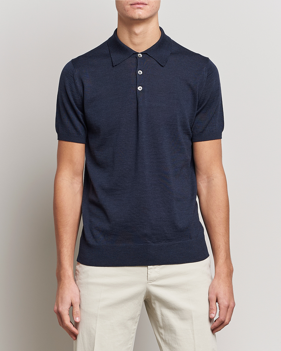 Herren | Morris Heritage | Morris Heritage | Short Sleeve Knitted Polo Shirt Navy