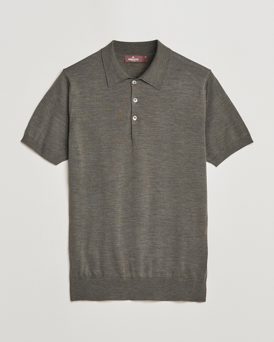 Herren | Poloshirts | Morris Heritage | Short Sleeve Knitted Polo Shirt Olive Green
