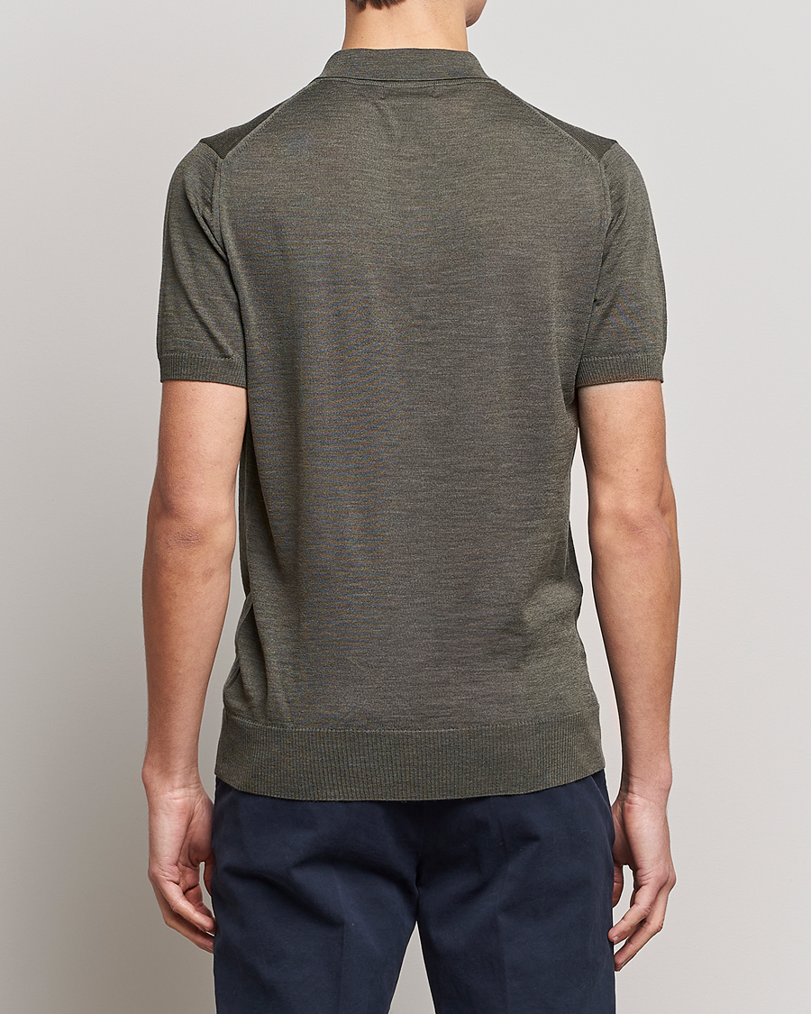 Herren | Poloshirts | Morris Heritage | Short Sleeve Knitted Polo Shirt Olive Green