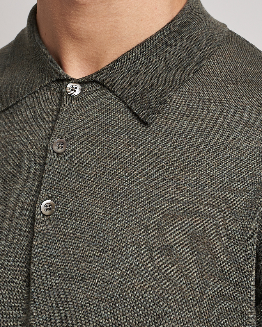 Herren | Poloshirts | Morris Heritage | Short Sleeve Knitted Polo Shirt Olive Green