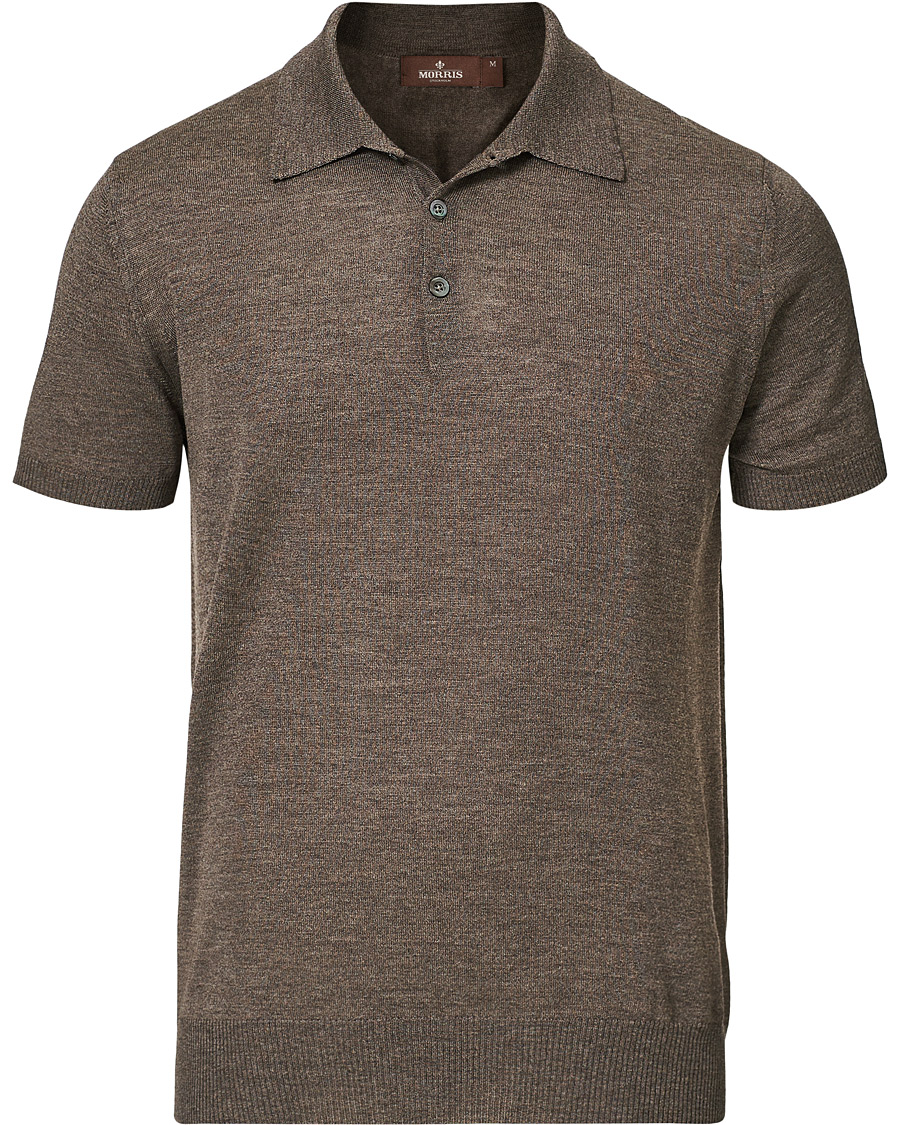 Herren | Poloshirts | Morris Heritage | Short Sleeve Knitted Polo Shirt Brown