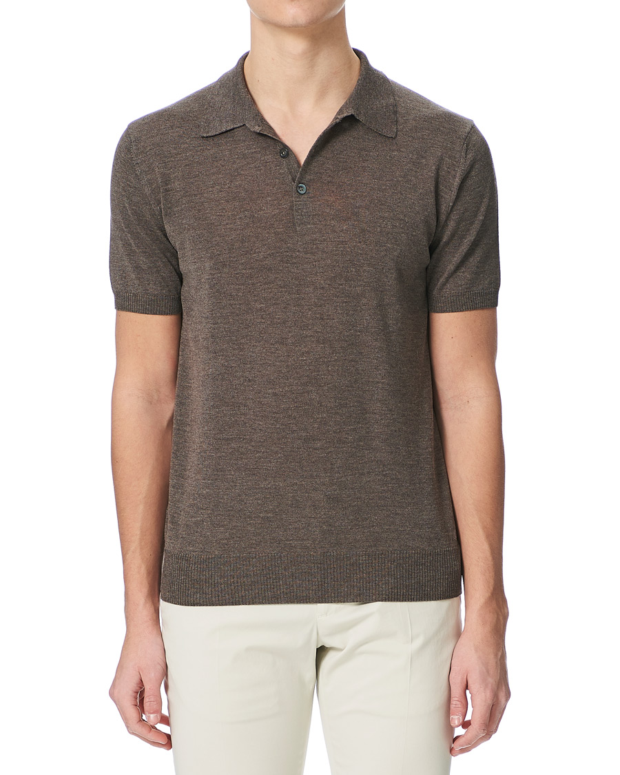 Herren | Poloshirts | Morris Heritage | Short Sleeve Knitted Polo Shirt Brown