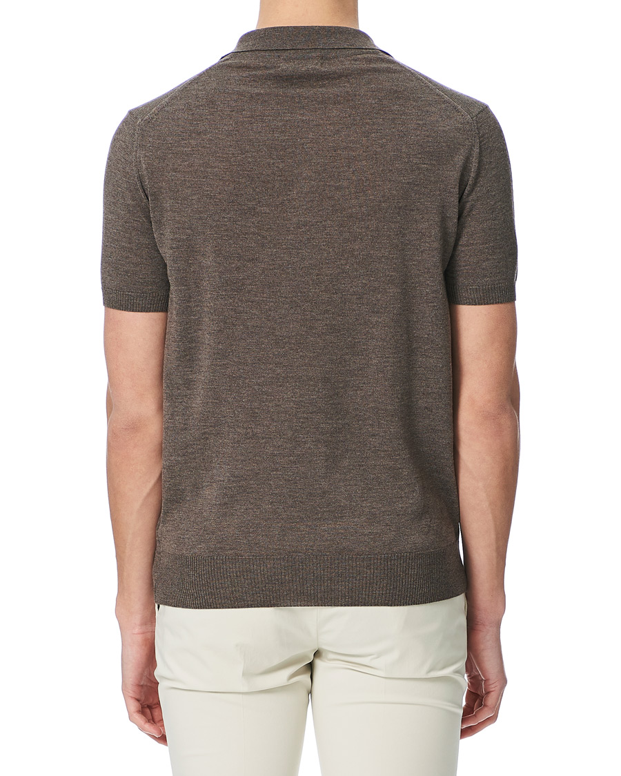 Herren | Poloshirts | Morris Heritage | Short Sleeve Knitted Polo Shirt Brown