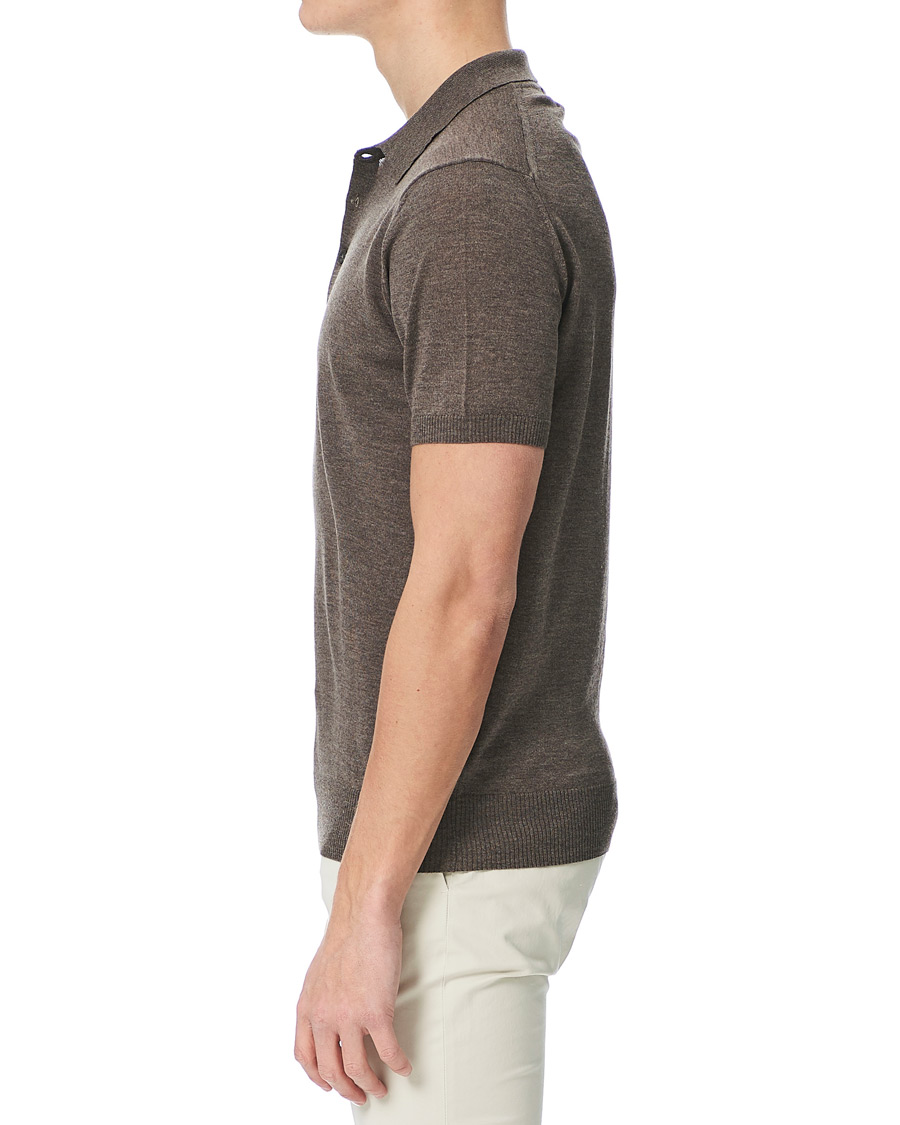 Herren | Poloshirts | Morris Heritage | Short Sleeve Knitted Polo Shirt Brown