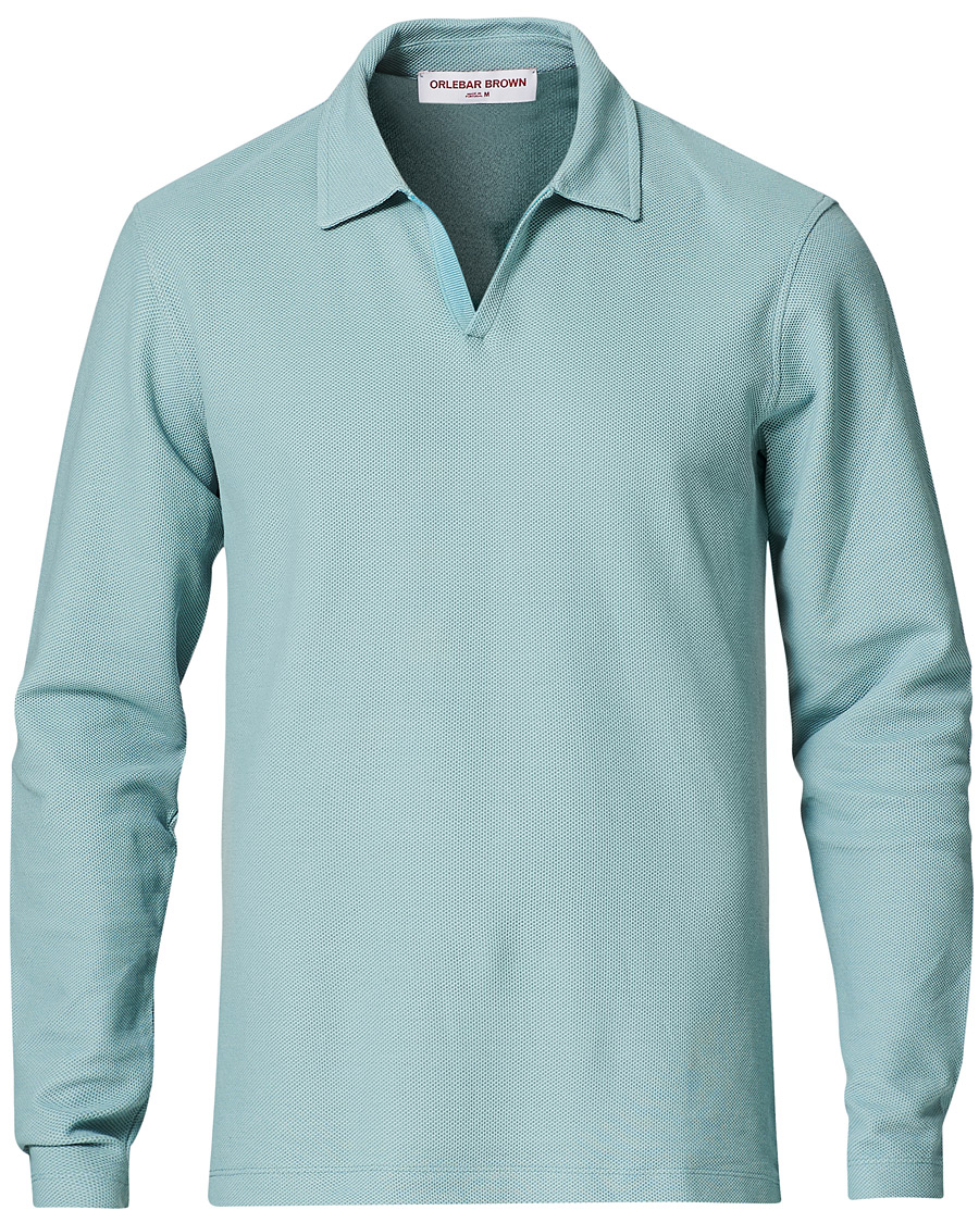 Herren | Pullover | Orlebar Brown | Felix Long Sleeve Waffle Polo Mineral