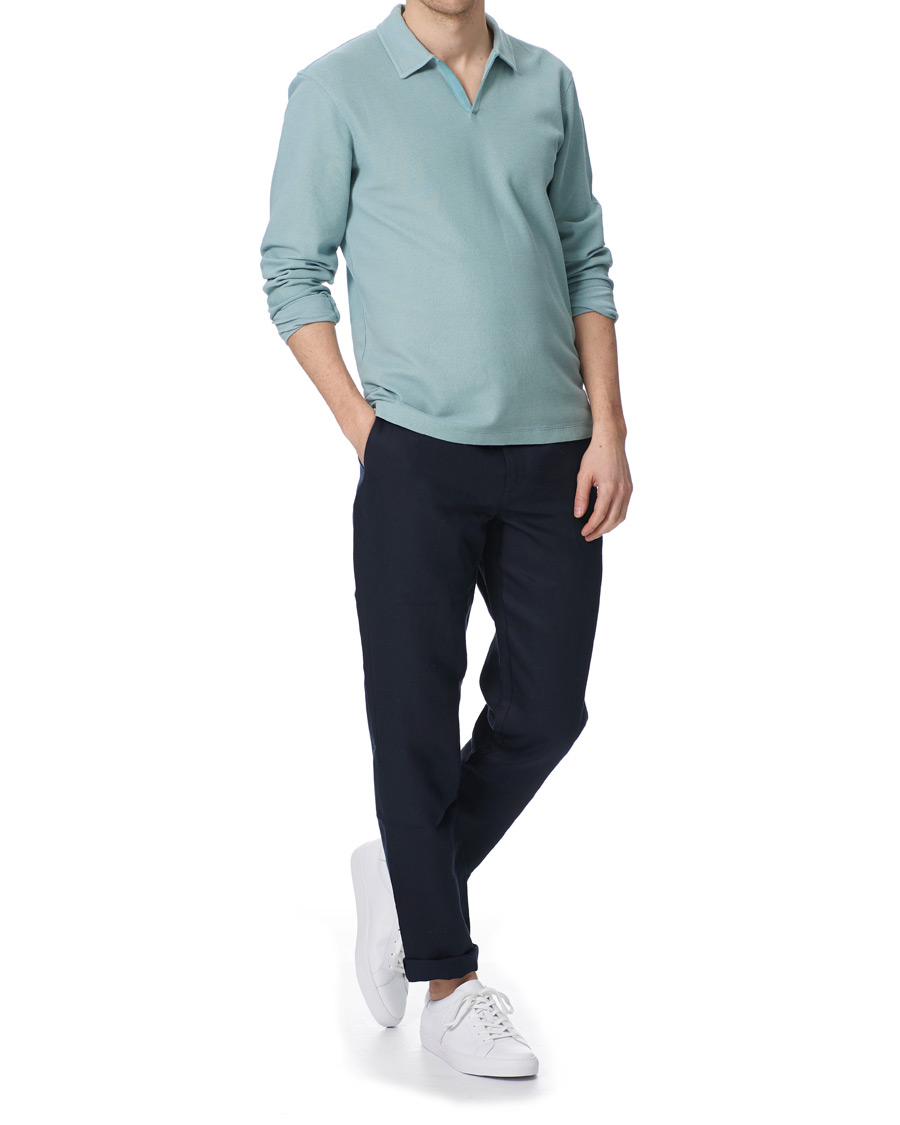 Herren | Pullover | Orlebar Brown | Felix Long Sleeve Waffle Polo Mineral