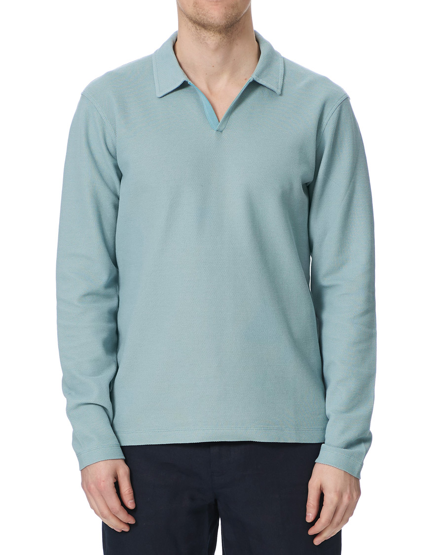 Herren | Pullover | Orlebar Brown | Felix Long Sleeve Waffle Polo Mineral