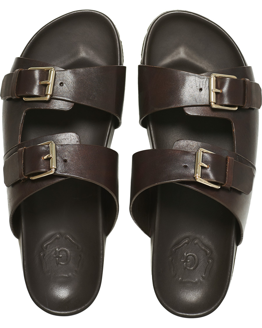 Herren | Grenson Florin Handpainted Buckle Sandal Dark Brown Calf UK6 - EU40 | Grenson | Florin Handpainted Buckle Sandal Dark Brown Calf UK6 - EU40
