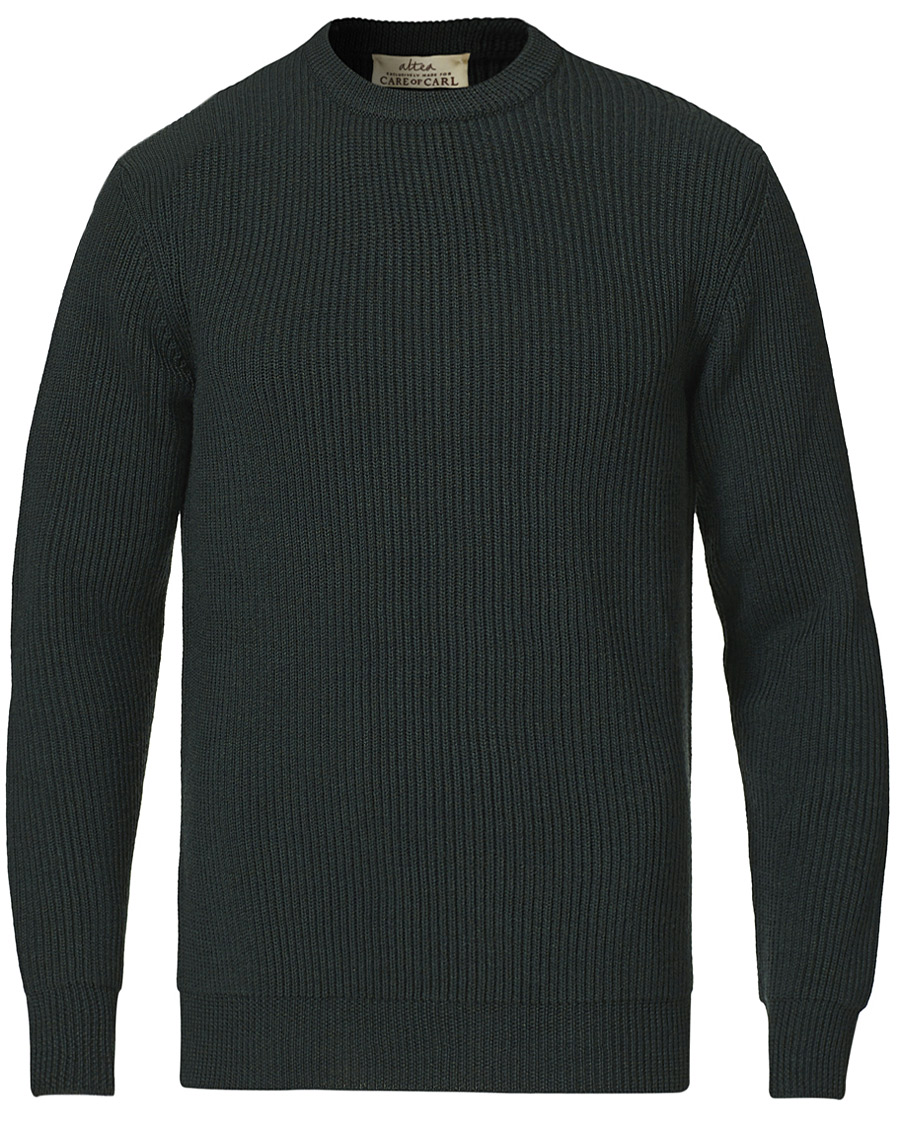 Herren | Pullover | Altea | Rib Stitch Crew Neck Dark Green