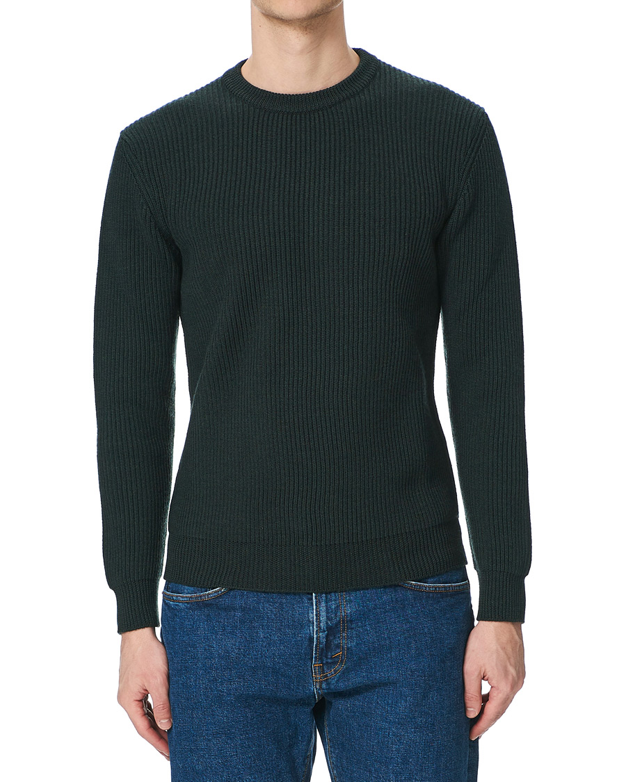 Herren | Pullover | Altea | Rib Stitch Crew Neck Dark Green