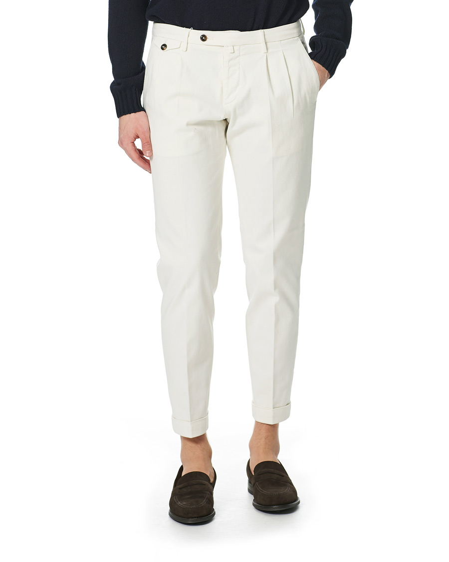 Herren | Hosen | Briglia 1949 | Easy Fit Pleated Cotton Chinos Cream
