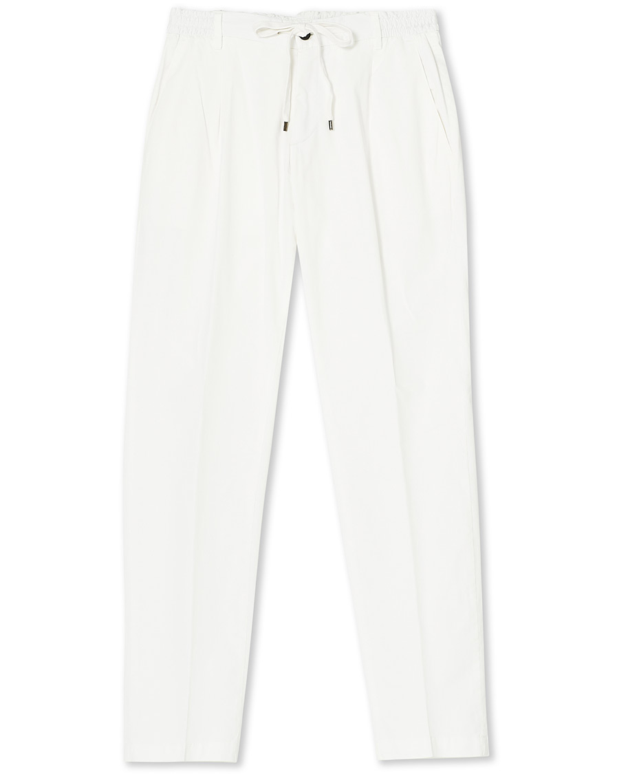 Herren | Hosen | Briglia 1949 | Drawstring Easy Fit Cotton/Tencel Trousers Off White