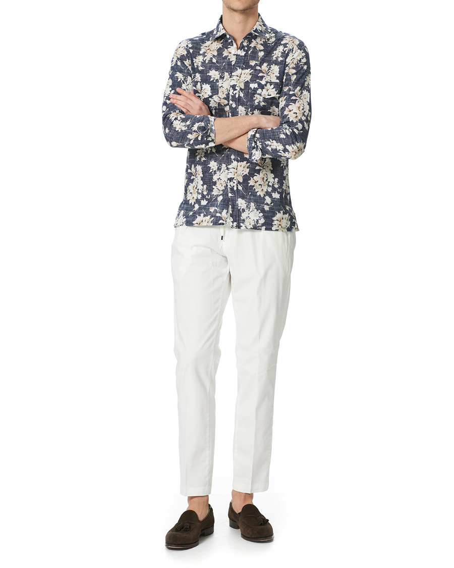 Herren | Hosen | Briglia 1949 | Drawstring Easy Fit Cotton/Tencel Trousers Off White