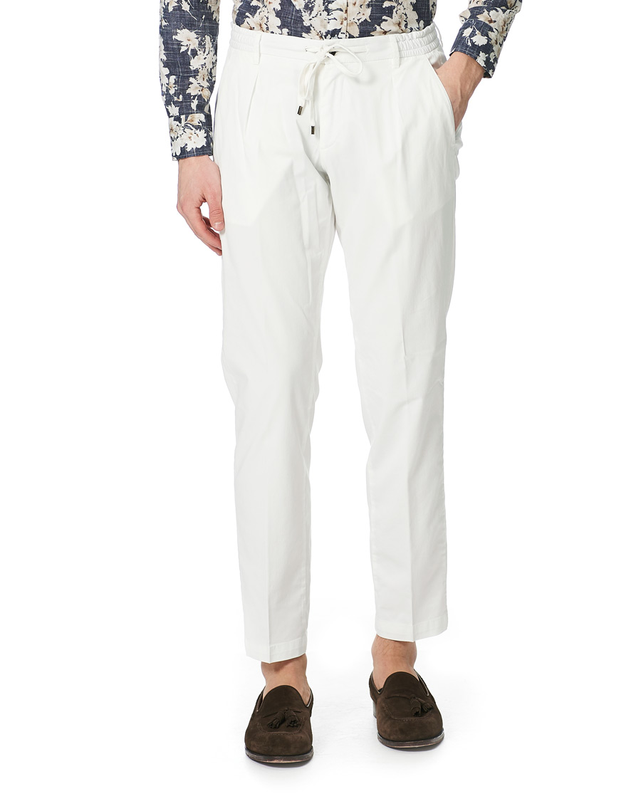 Herren | Hosen | Briglia 1949 | Drawstring Easy Fit Cotton/Tencel Trousers Off White