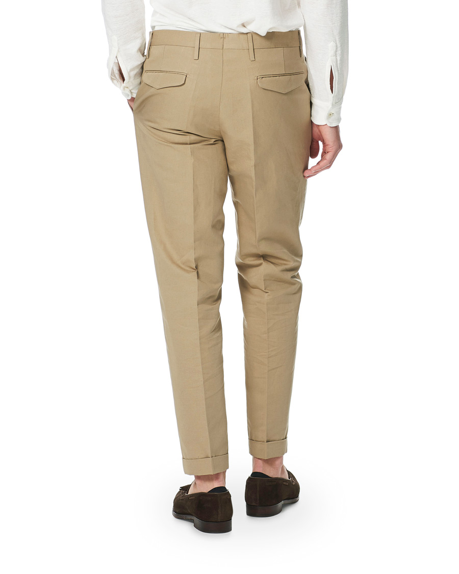 Herren | Hosen | Briglia 1949 | Easy Fit Pleated Linen/Cotton Trousers Beige
