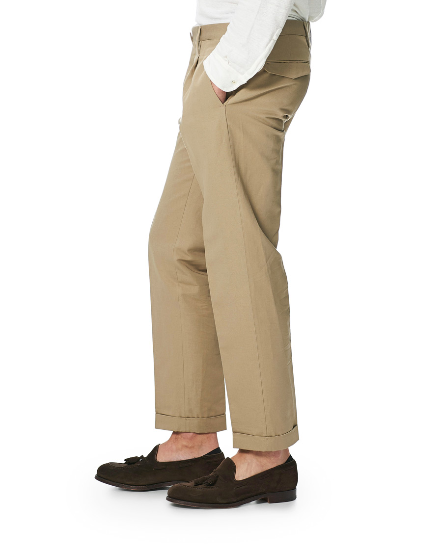 Herren | Hosen | Briglia 1949 | Easy Fit Pleated Linen/Cotton Trousers Beige