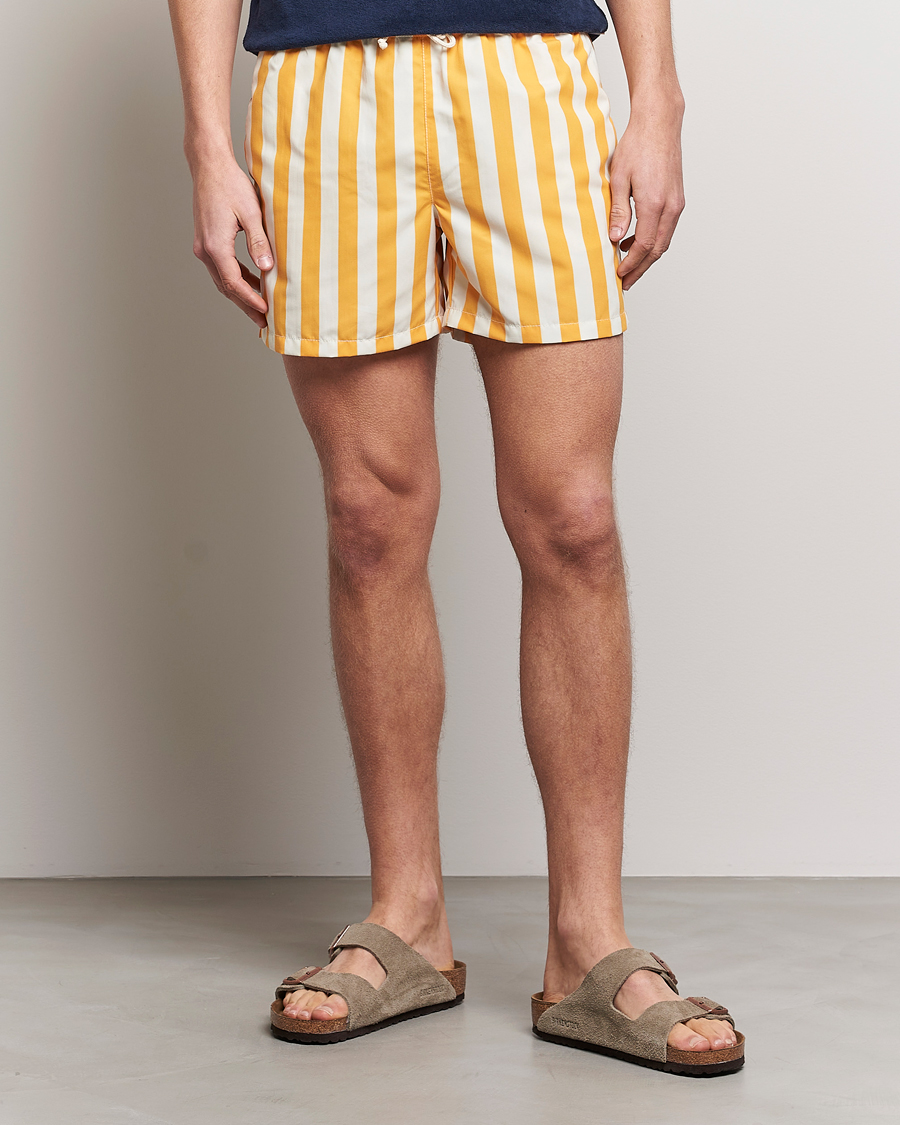 Herren | Badeshorts mit Schnürung | Ripa Ripa | Paraggi Striped Swimshorts Yellow/White