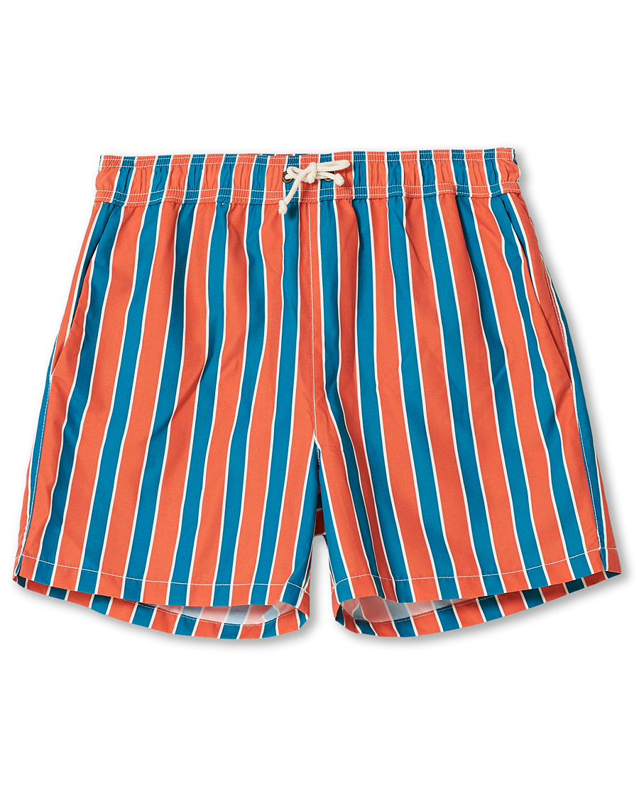 Herren | Badehosen | Ripa Ripa | Monterosso Striped Swimshorts Green/Orange
