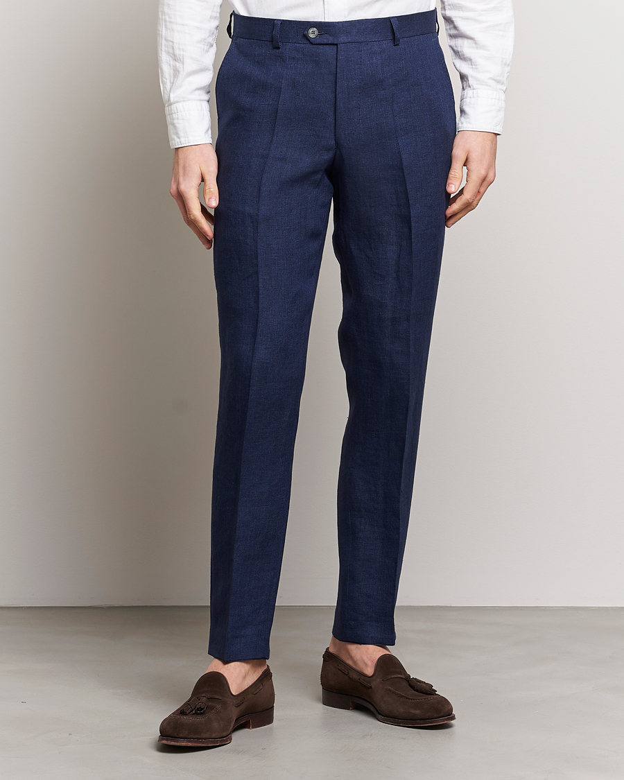 Herren |  | Oscar Jacobson | Denz Linen Trousers Navy
