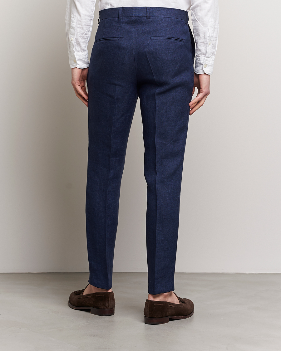Herren | Hosen | Oscar Jacobson | Denz Linen Trousers Navy