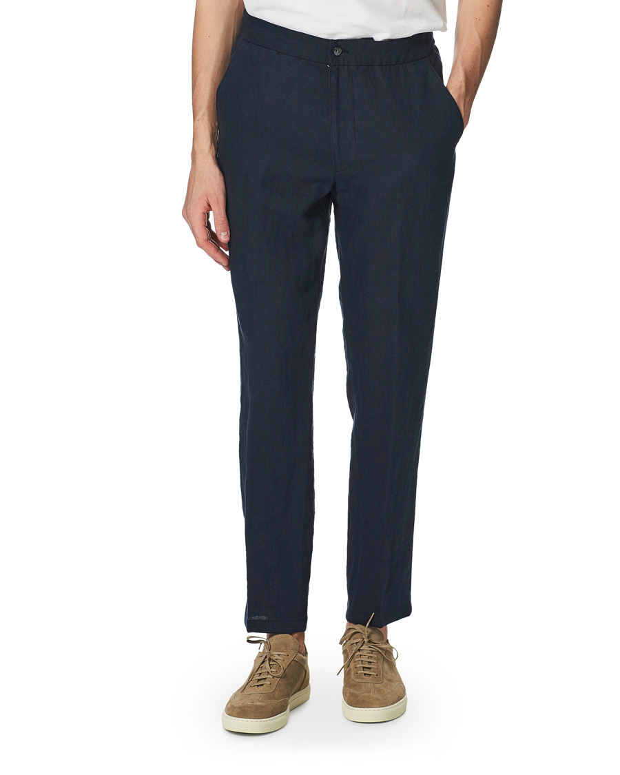 Herren | Hosen | Oscar Jacobson | Nicola Linen Trousers Navy