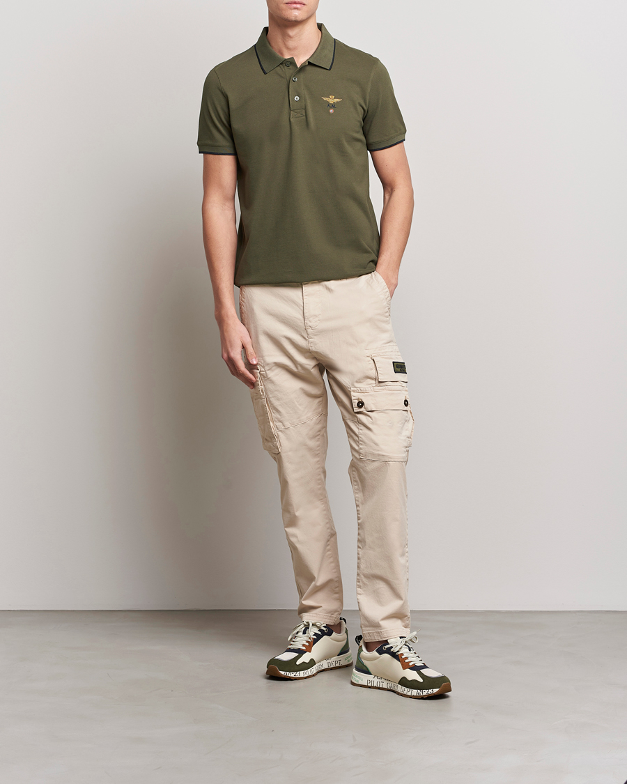 Herren | Poloshirt | Aeronautica Militare | Garment Dyed Cotton Polo Green