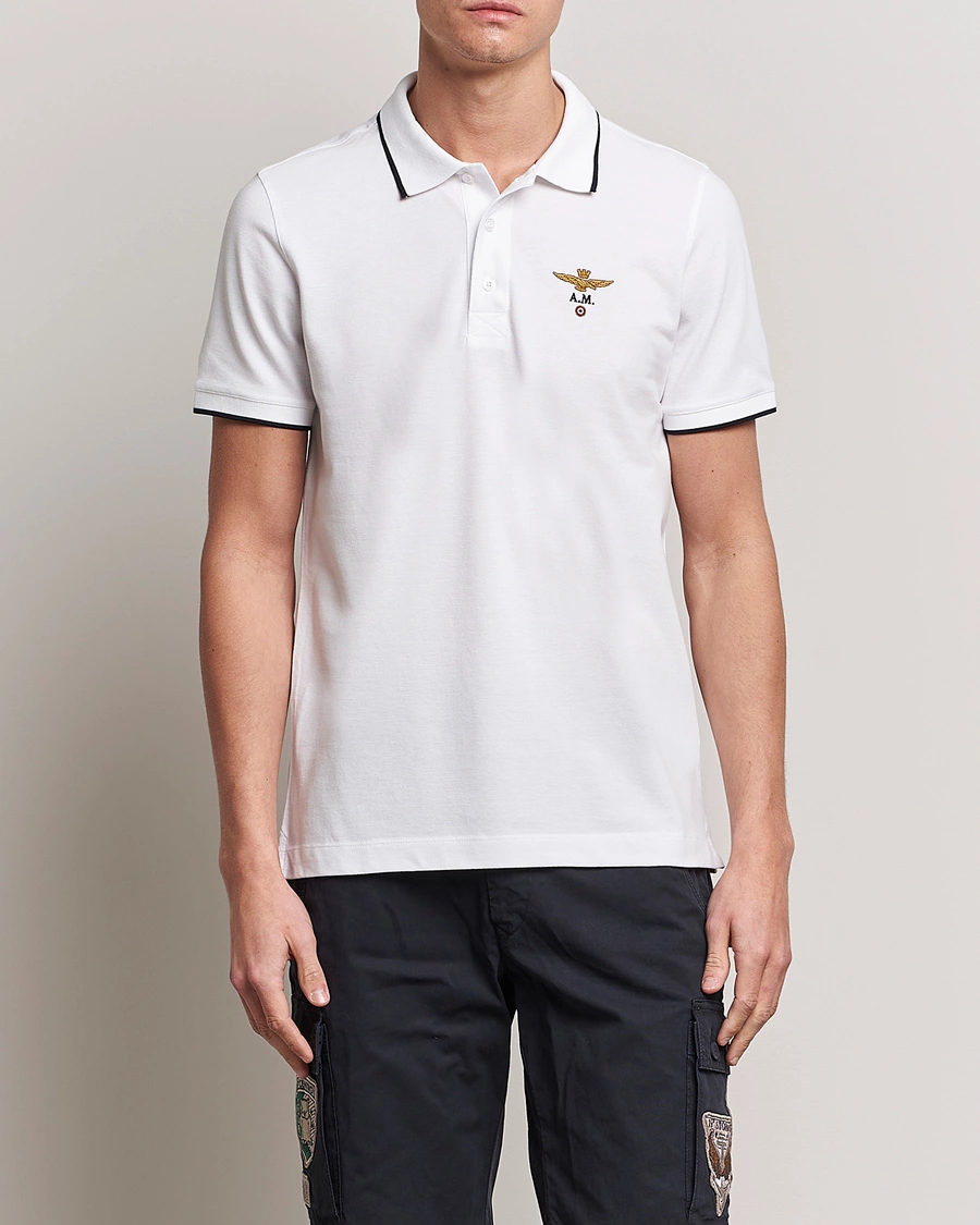 Herren | Poloshirt | Aeronautica Militare | Garment Dyed Cotton Polo Off White