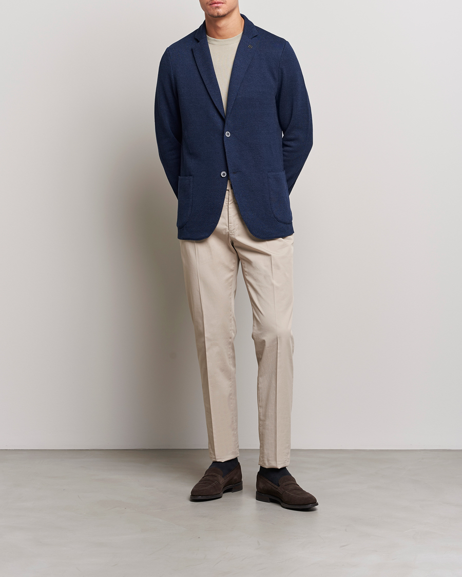 Herren | Sakkos | Gran Sasso | Structured Cotton/Linen Blazer Navy