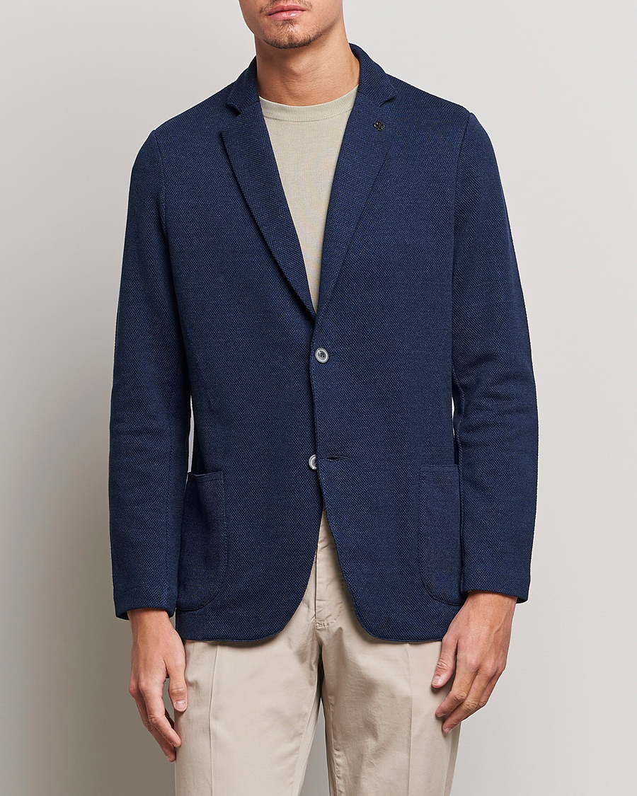 Herr |  | Gran Sasso | Structured Cotton/Linen Blazer Navy